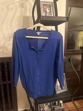 Halogen Royal Blue Lightweight Button-Front Cardigan